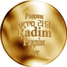 Náhled Reverzní strany - Česká jména - Radim - velká zlatá medaile 1 Oz