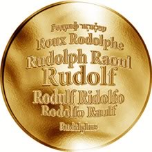 Náhled Reverzní strany - Česká jména - Rudolf - velká zlatá medaile 1 Oz
