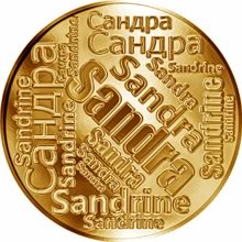 Náhled Reverzní strany - Česká jména - Sandra - velká zlatá medaile 1 Oz