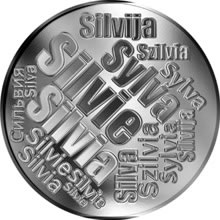 Náhled Reverzní strany - Česká jména - Silvie - velká stříbrná medaile 1 Oz
