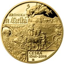 Náhled Reverzní strany - Kronika česká Václava Hájka z Libočan - 475. výročí zlato b.k.