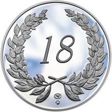 Náhled Averzní strany - Medaile k životnímu výročí 18 let - 1 Oz stříbro Proof