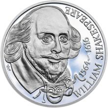 Náhled Averzní strany - William Shakespeare - 450. výročí narození stříbro patina