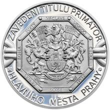 Náhled Reverzní strany - Zákon o vytvoření Velké Prahy - 95. výročí stříbro patina