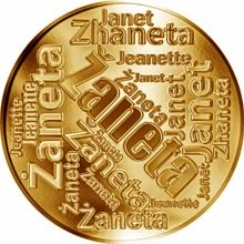 Náhled Reverzní strany - Česká jména - Žaneta - velká zlatá medaile 1 Oz