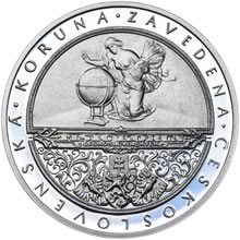 Náhled Reverzní strany - Zavedení československé koruny  - 95. výročí stříbro proof
