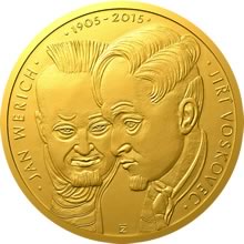 Náhled Averzní strany - Zlatá 2 Oz investiční mince - 100 NZD - Voskovec a Werich