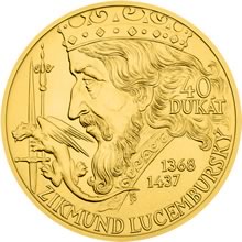 Náhled Averzní strany - Zlatá investiční mince - 100 NZD - 40 dukát Zikmunda Lucemburského