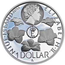 Náhled Reverzní strany - Stříbrná mince 1 NZD Hořec Clusiův - kolorovaná