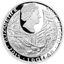 Náhled Reverzní strany - Stříbrná mince 1 NZD - Mlok skvrnitý kolorovaná Proof