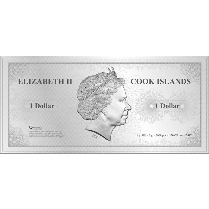 Náhled Reverzní strany - 2017 Cook Islands - Skyline Dollar Foil - London - Ag