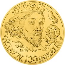 Náhled Averzní strany - Zlatá investiční mince - 250 NZD- 100 dukát Václava IV.