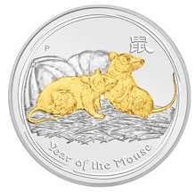 Náhled Averzní strany - 2008 Rat 1 Oz Australian gilded coin Lunar serie II