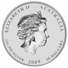 Náhled Reverzní strany - 2009 Ox 1 Kg Australian silver coin Lunar Serie II
