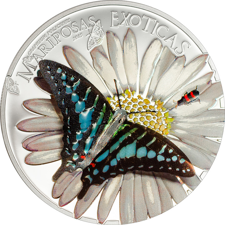 Náhled Reverzní strany - 2015 Exotic Butterflies - Mariposas Exoticas Ag 3D