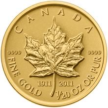 Náhled Reverzní strany - Maple Leaf 1/20 Oz - Investiční zlatá mince