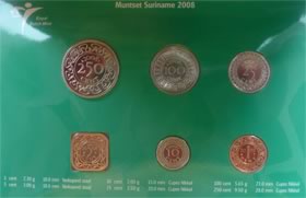 Náhled Reverzní strany - Mintset Surinam 391 Cent 2008 B.U. Cu/Ni