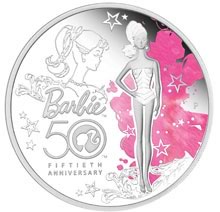 Náhled Averzní strany - Barbie 50th Anniversary 1 Oz  Ag Proof Tuvalu 2009