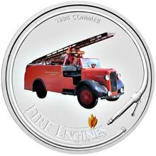 Náhled Averzní strany - Požární auto 2006 Fire Engine 1oz Silver Coin 1934 Commer