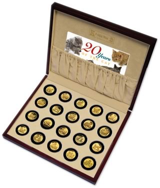 Náhled - Isle of Man 20 Years of the Cat 1/20oz Fine Gold 20 Coin Set 2008