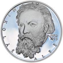 Náhled Averzní strany - Stříbrná mince 1 NZD Mikoláš Aleš