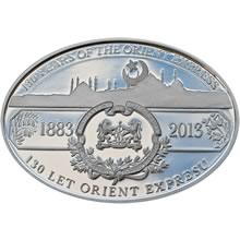 Náhled Reverzní strany - Stříbrná mince 1 NZD 130 let Orient Expresu kolorovaná Proof