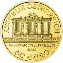 Náhled Reverzní strany - Wiener Philharmoniker  1/2 Oz - Investiční zlatá mince