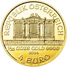 Náhled Reverzní strany - Wiener Philharmoniker  1/25 Oz - Investiční zlatá mince
