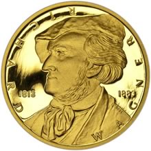 Náhled Reverzní strany - Zlatá půluncová mince 10 NZD Richard Wagner