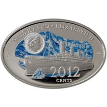 Náhled Averzní strany - Stříbrná mince 2012 centů - 100 let od zkázy Titanicu kolorovaná Proof