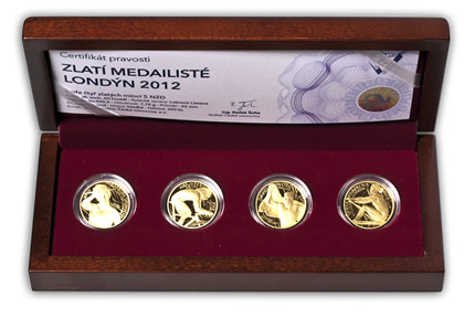 Náhled Averzní strany - Sada 4 zlatých investičních mincí - 5 NZD - Zlatí medailisté Londýn 2012